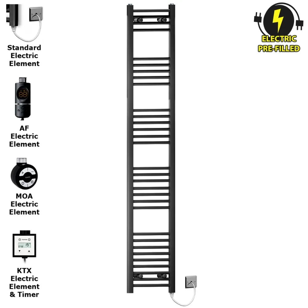 Radiateur sèche-serviettes électrique noir mat de 350 mm de large et 1800 mm de haut myhomeware