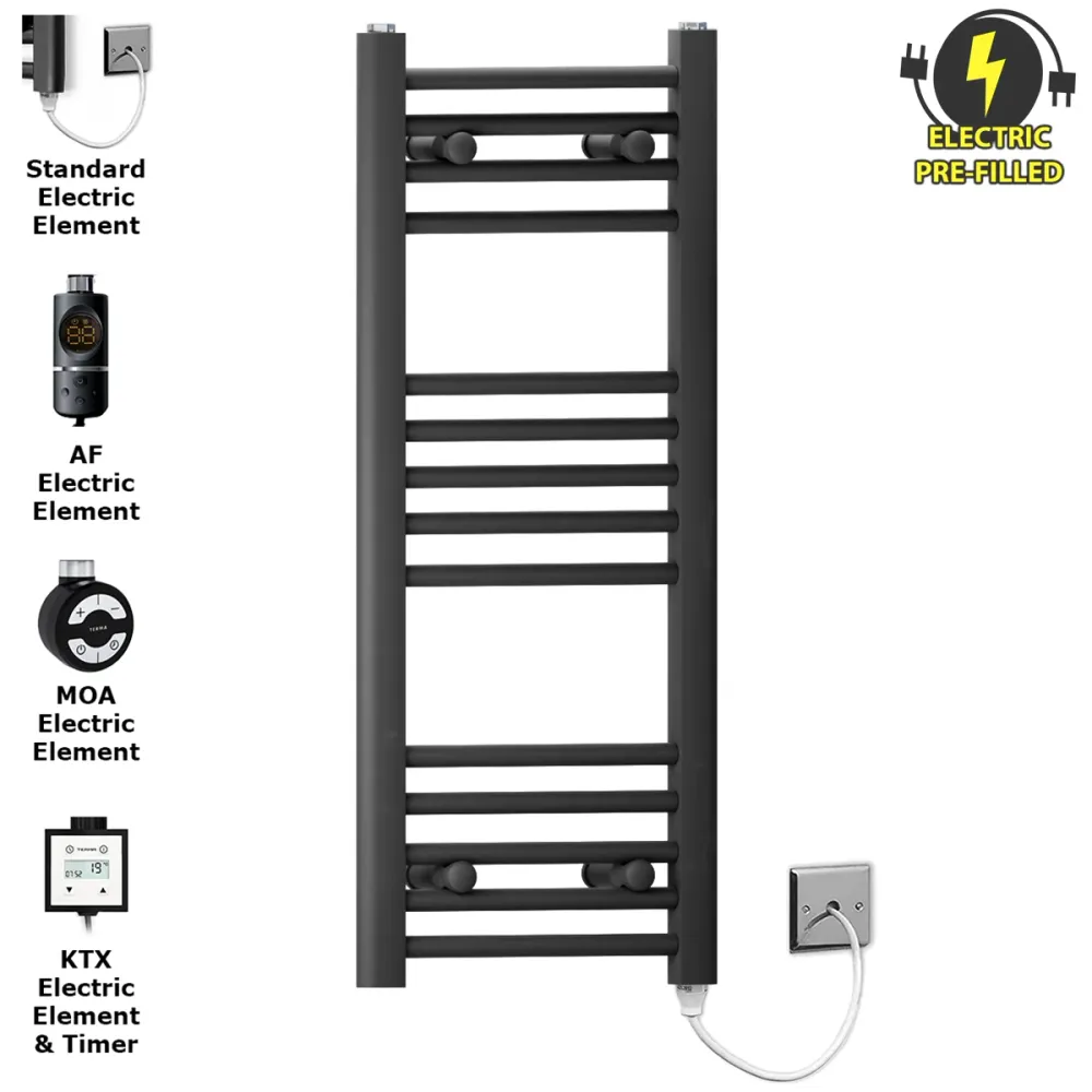Radiateur sèche-serviettes électrique noir mat de 350 mm de large et 800 mm de haut myhomeware