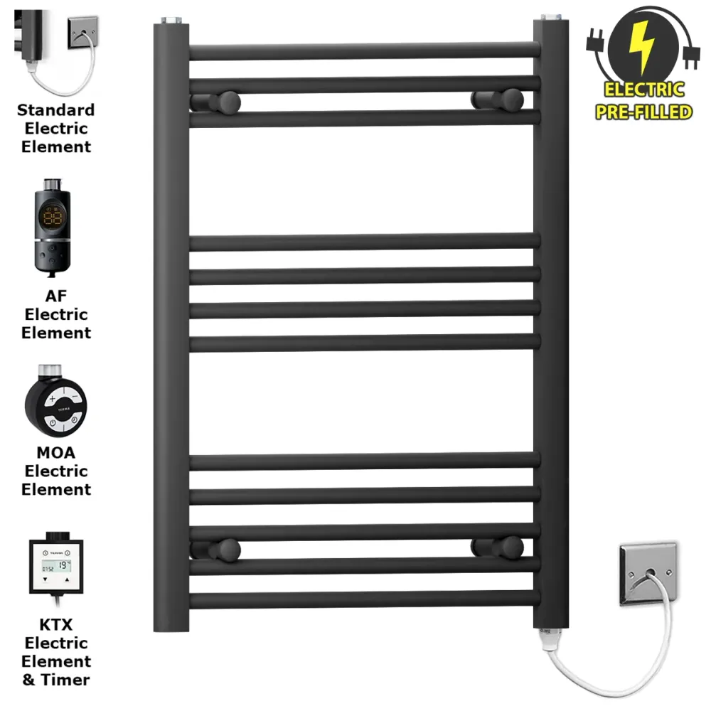 Radiateur sèche-serviettes électrique noir mat de 450 mm de large et 700 mm de haut myhomeware