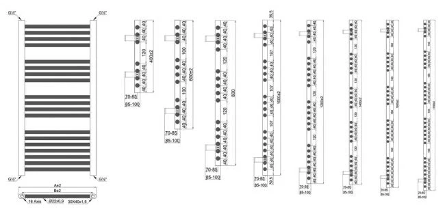 Radiateur sèche-serviettes électrique noir mat de 450 mm de large et 700 mm de haut myhomeware