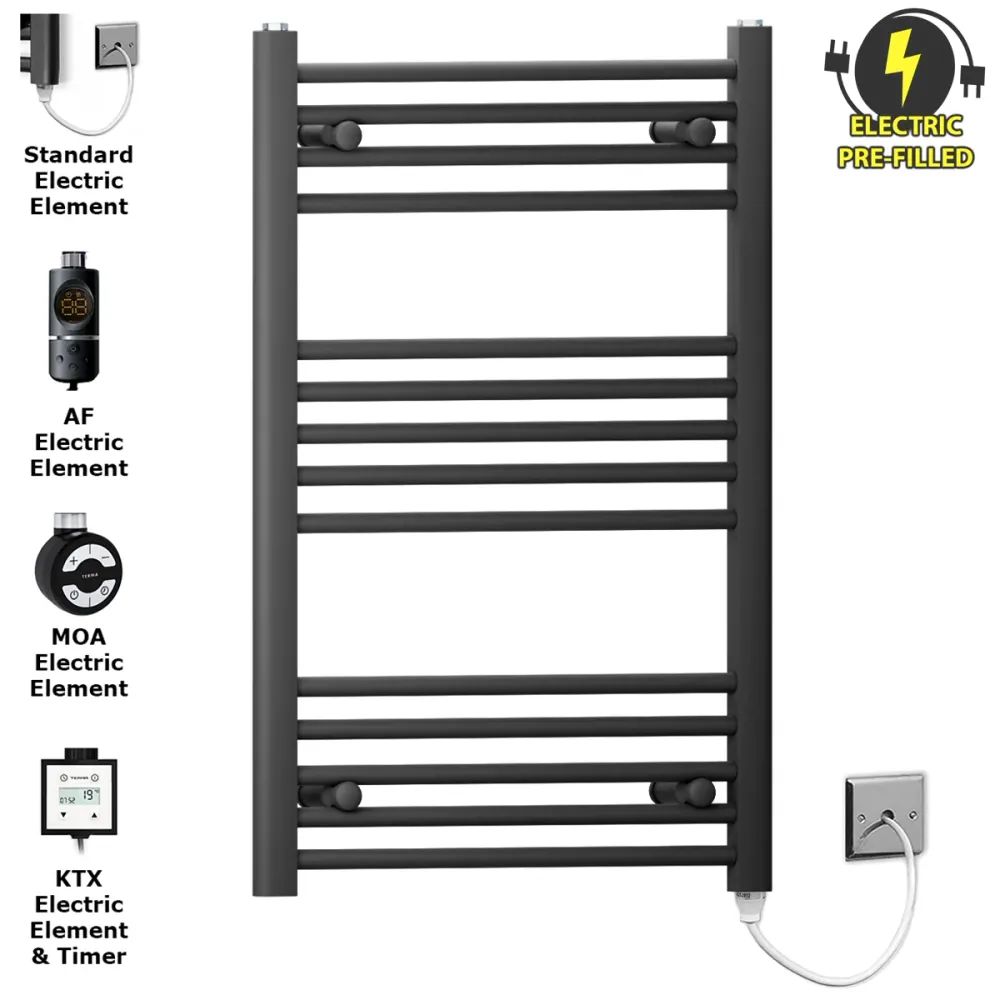 Radiateur sèche-serviettes électrique noir mat de 500 mm de large et 800 mm de haut myhomeware