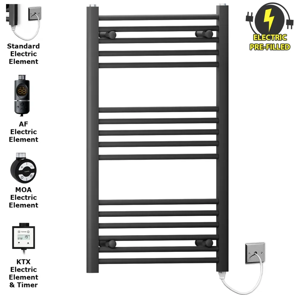 Radiateur sèche-serviettes électrique noir mat de 550 mm de large et 900 mm de haut myhomeware