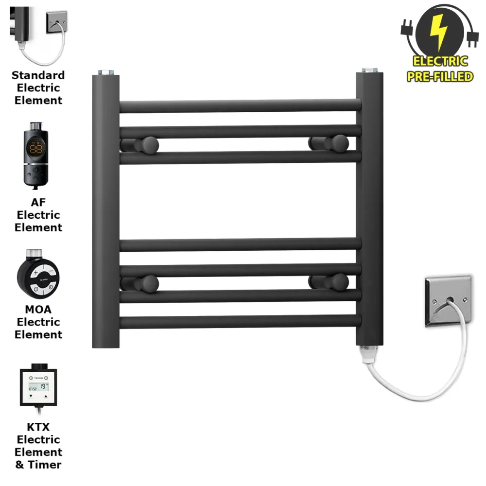 Radiateur sèche-serviettes électrique noir mat de 600 mm de large et 400 mm de haut myhomeware