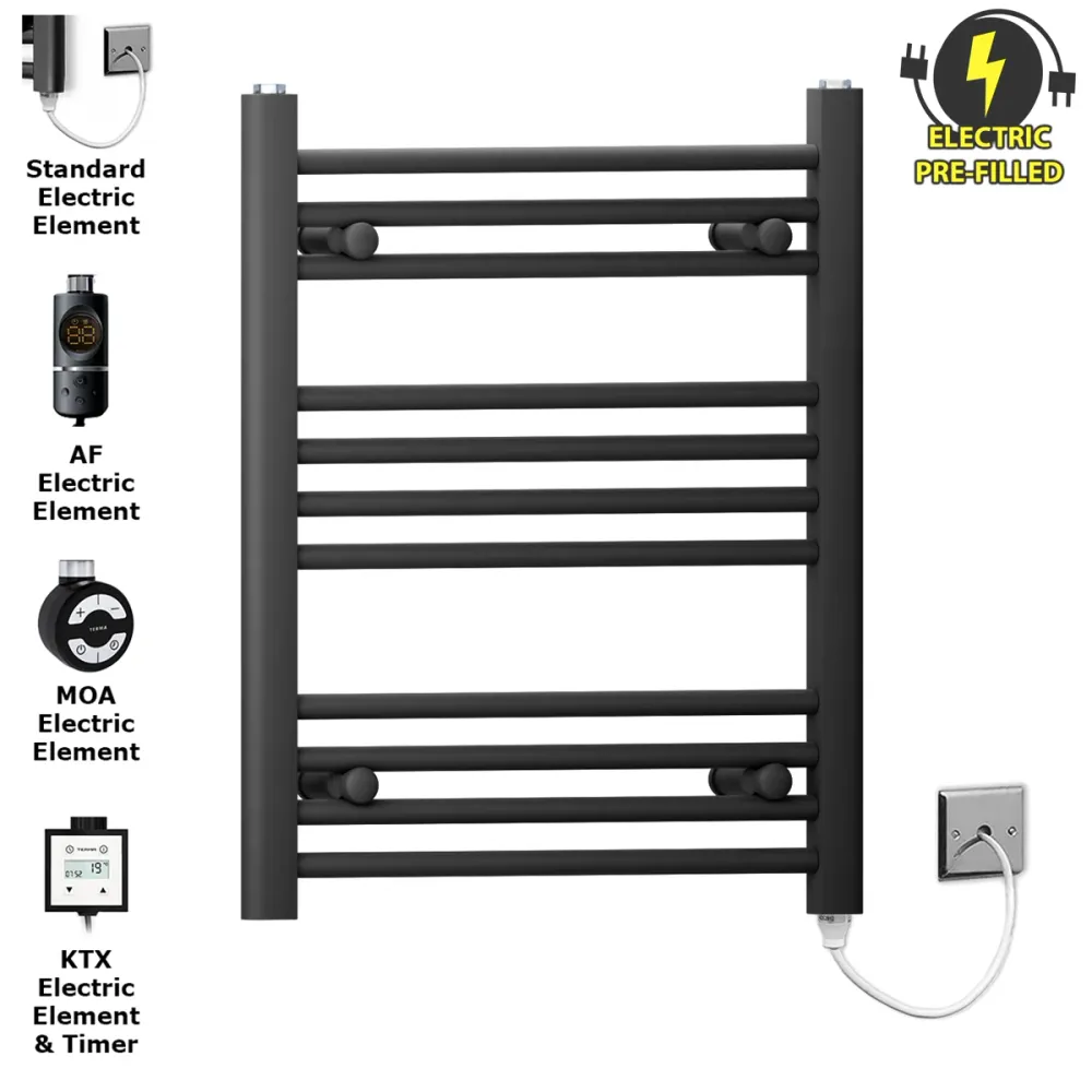 Radiateur sèche-serviettes électrique noir mat de 600 mm de large et 600 mm de haut myhomeware