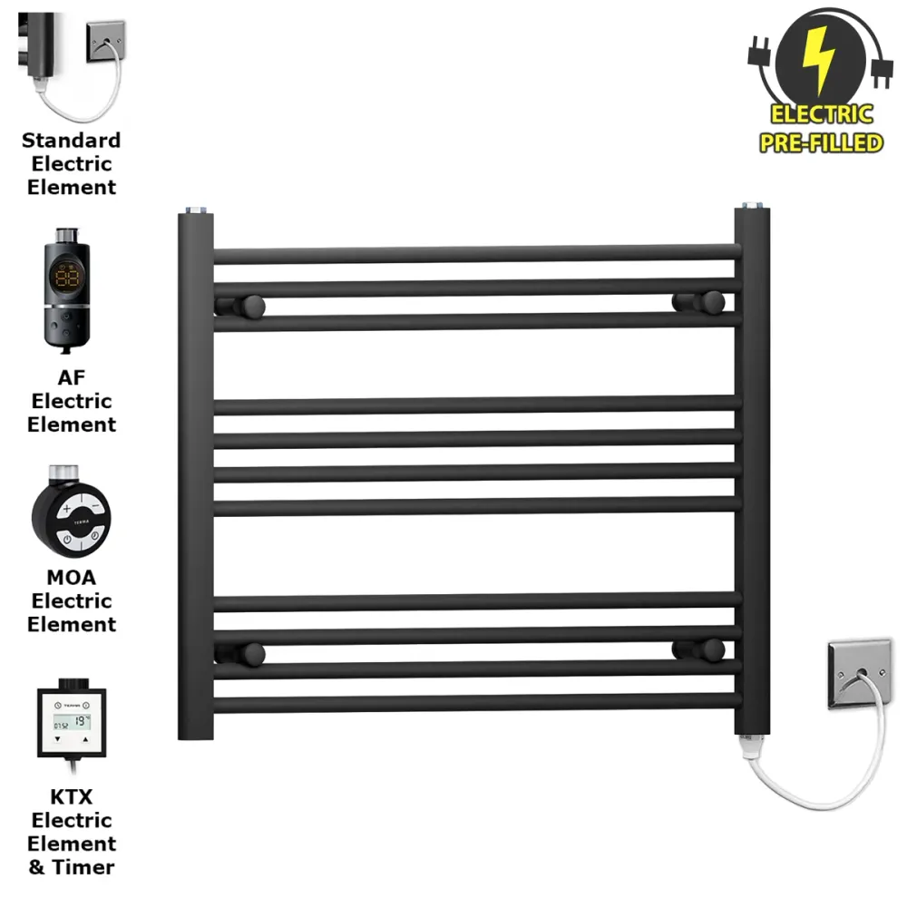 Radiateur sèche-serviettes électrique noir mat de 800 mm de large et 600 mm de haut myhomeware