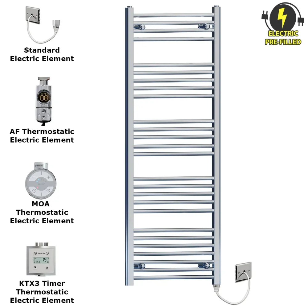 Radiateur sèche-serviettes électrique plat chromé de 550 mm de large et 1 400 mm de haut myhomeware