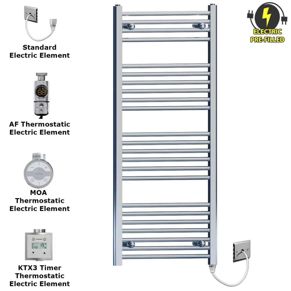 Radiateur sèche-serviettes électrique plat chromé de 550 mm de large et 1 000 mm de haut myhomeware