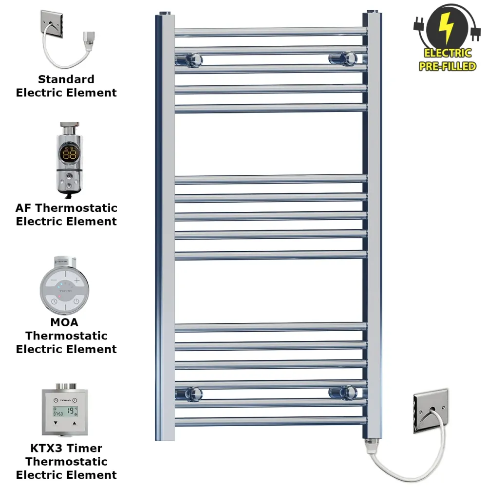 Radiateur sèche-serviettes électrique plat chromé de 600 mm de large et 900 mm de haut myhomeware