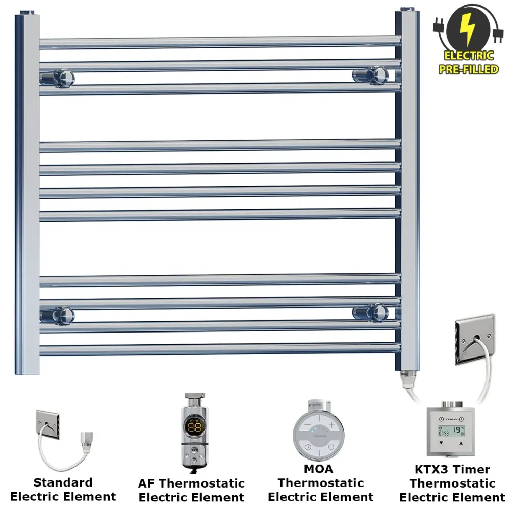 Radiateur sèche-serviettes électrique plat chromé de 900 mm de large et 600 mm de haut myhomeware
