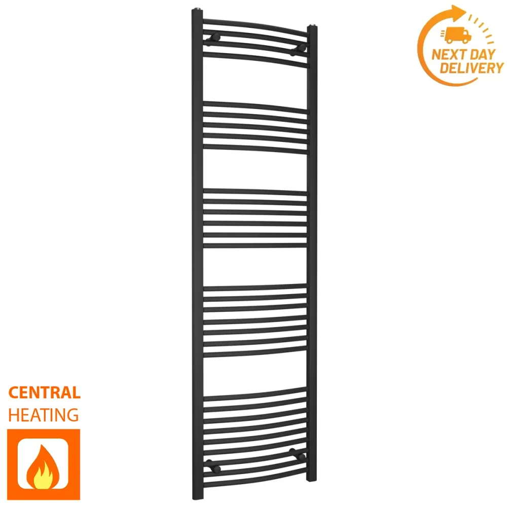 Radiateur sèche-serviettes noir incurvé de 400 mm de large et 1800 mm de haut myhomeware