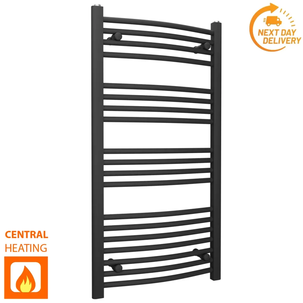 Radiateur sèche-serviettes noir incurvé de 500 mm de large et 1 000 mm de haut myhomeware