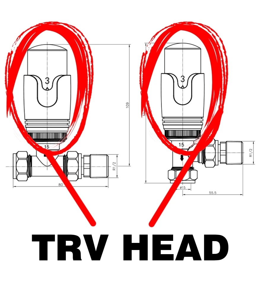 Remplacement coudé/droit/d'angle pour une tête de vanne thermostatique TRV Myhomeware
