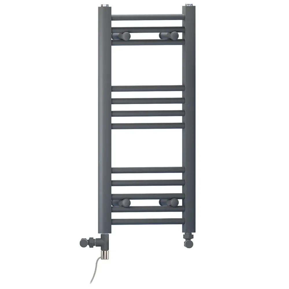 Sèche-serviettes droit bi-énergie 300 x 700 mm gris anthracite (robinets et kit de chauffage électrique inclus) myhomeware