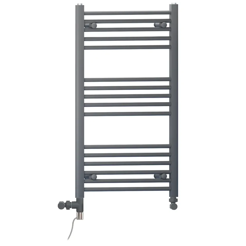 Sèche-serviettes droit bi-énergie 400 x 900 mm gris anthracite (robinets et kit de chauffage électrique inclus) myhomeware
