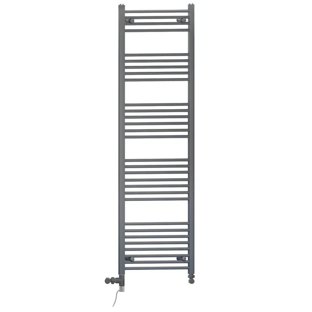 Sèche-serviettes droit bi-énergie 500 x 1700 mm gris anthracite (robinets et kit de chauffage électrique inclus) myhomeware