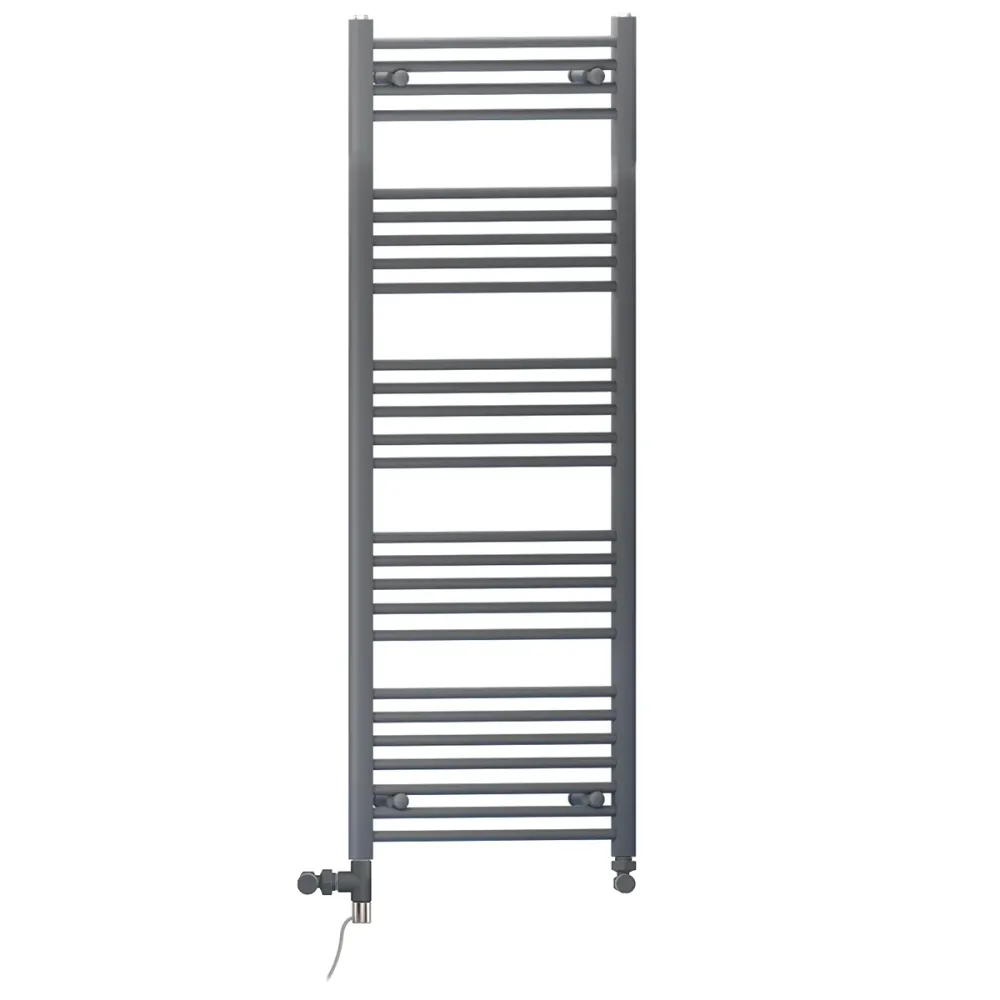 Sèche-serviettes droit bi-énergie 550 x 1400 mm gris anthracite (robinets et kit de chauffage électrique inclus) myhomeware