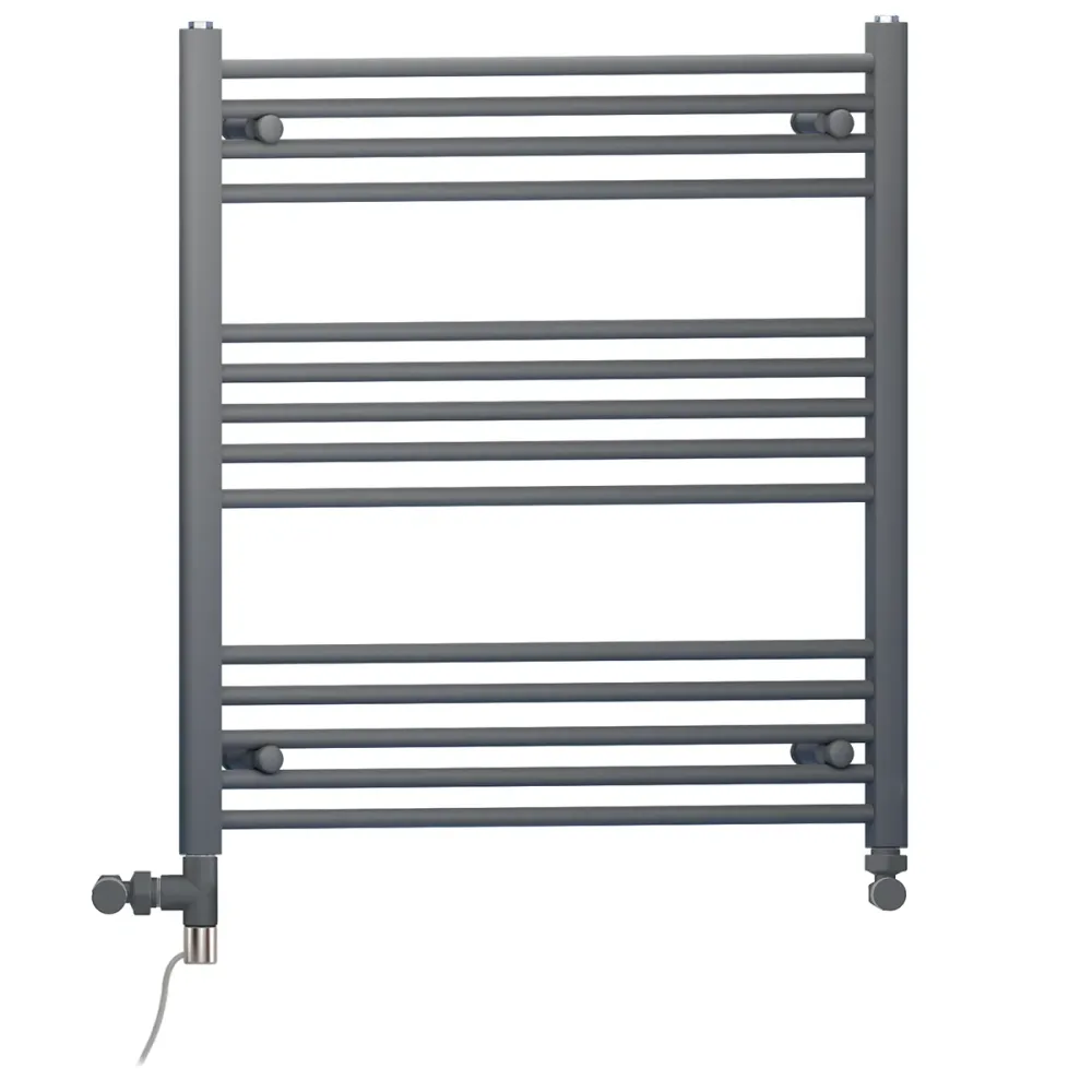Sèche-serviettes droit bi-énergie 700 x 800 mm gris anthracite (robinets et kit de chauffage électrique inclus) myhomeware