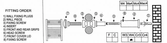 Supports de remplacement pour radiateur sèche-serviettes, fixation murale chauffante, ensemble complet chromé myhomeware
