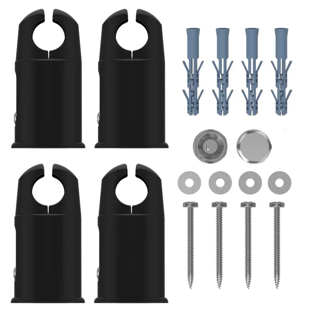 Supports de serrage noirs pour radiateurs sèche-serviettes plats/courbés (19 mm, 22 mm, 25 mm) myhomeware