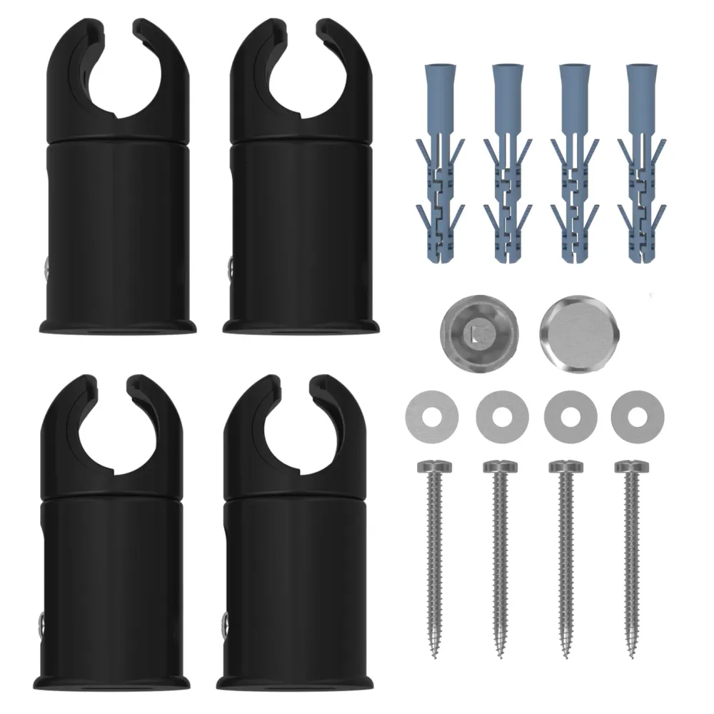 Supports de serrage noirs pour radiateurs sèche-serviettes plats/courbés (19 mm, 22 mm, 25 mm) myhomeware