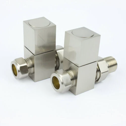 Valves carrées droites en nickel brossé 15 mm (paire) myhomeware