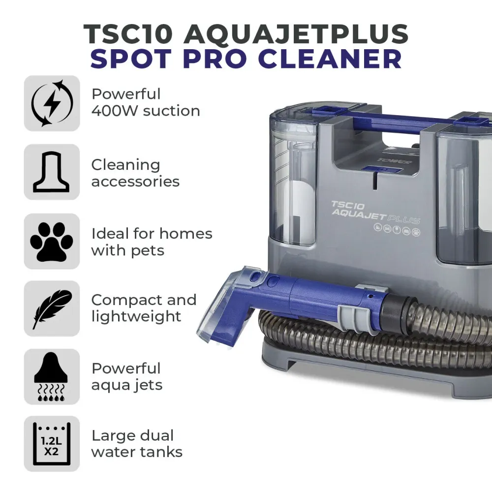 Nettoyeur de taches Tower TSC10 AQUAJETPLUS - Gris et bleu | T548005