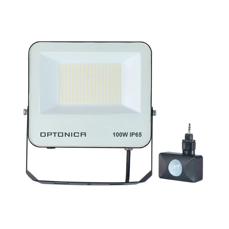 Projecteur 100W IP65 CCT Noir avec détecteur - 3000K/4000K/6000K Optonica
