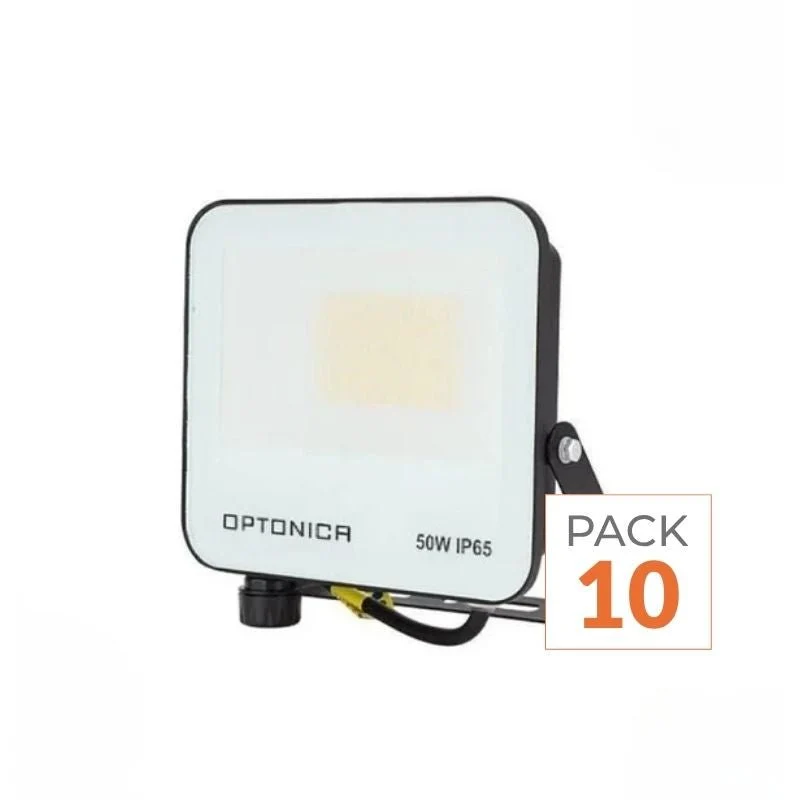 Projecteur 50W IP65 CCT Noir - 3000K/4000K/6000K ( Pack de 10 ) Optonica