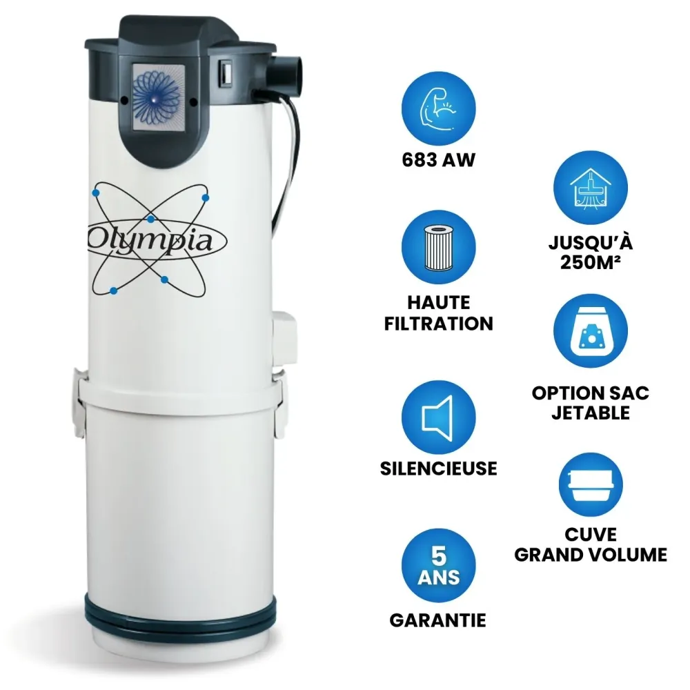 Pack Aspirateur Centralisé PREMIUM 1 avec flexible et 6 accessoires