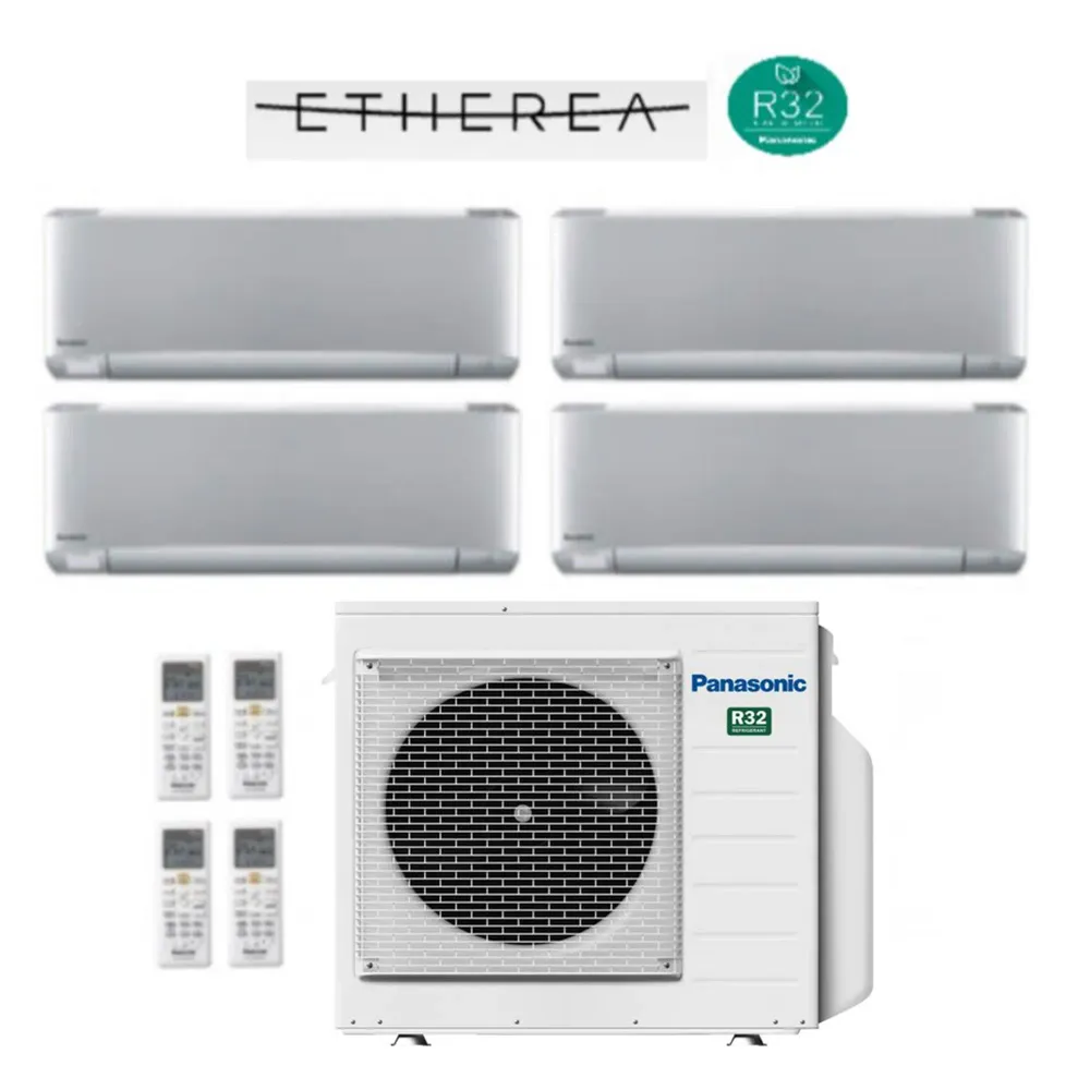 Panasonic Climatiseur Quad Split Inverter Series Etherea Silver 9+9+9+9 avec Cu-4z68tbe R-32 Wi-Fi intégré 9000+9000+9000+...