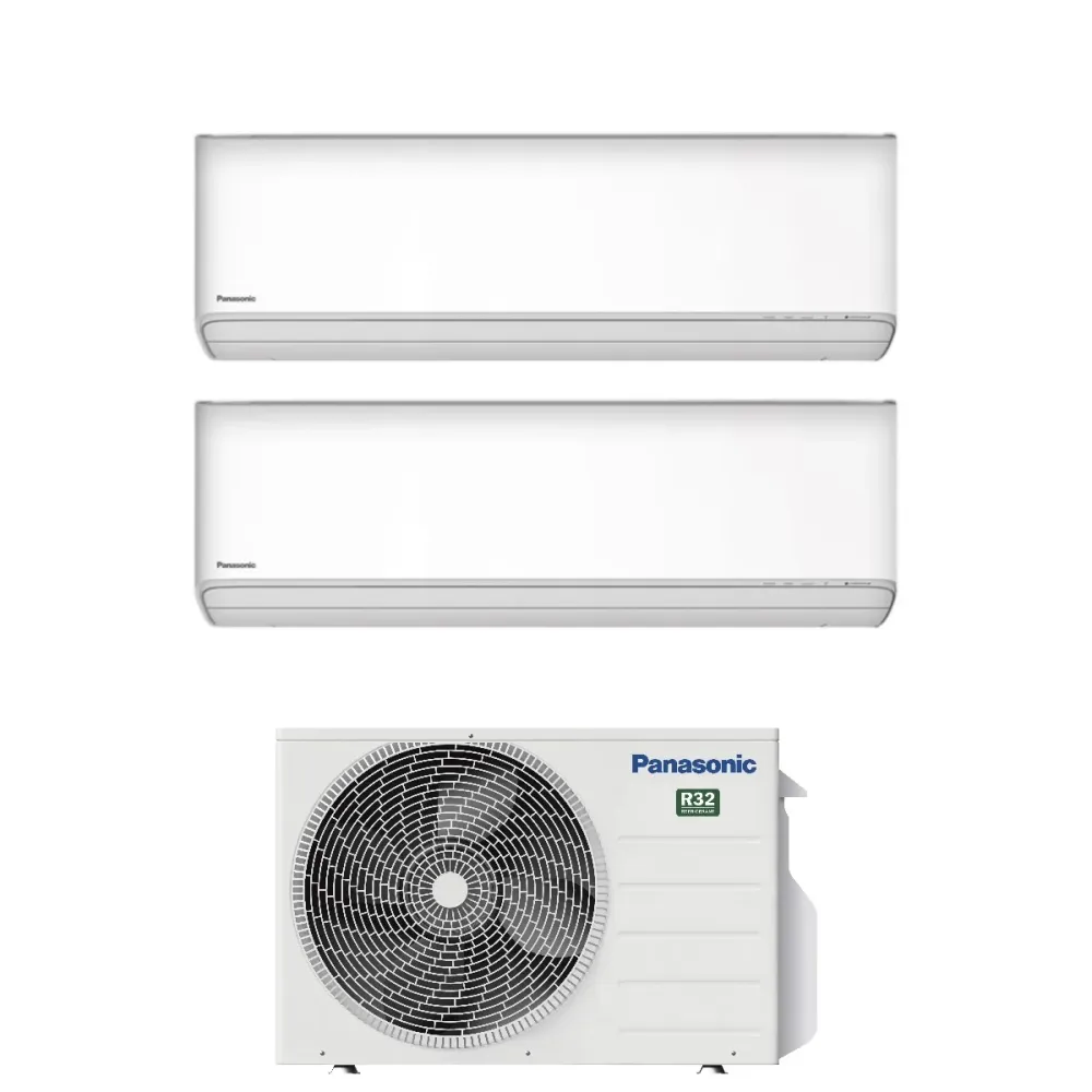 Panasonic Dual Split Inverter Climatiseur Etherea White Série 12+12 avec CU-2Z50TBE R-32 Wi-Fi intégré 12000+12000 Blanc