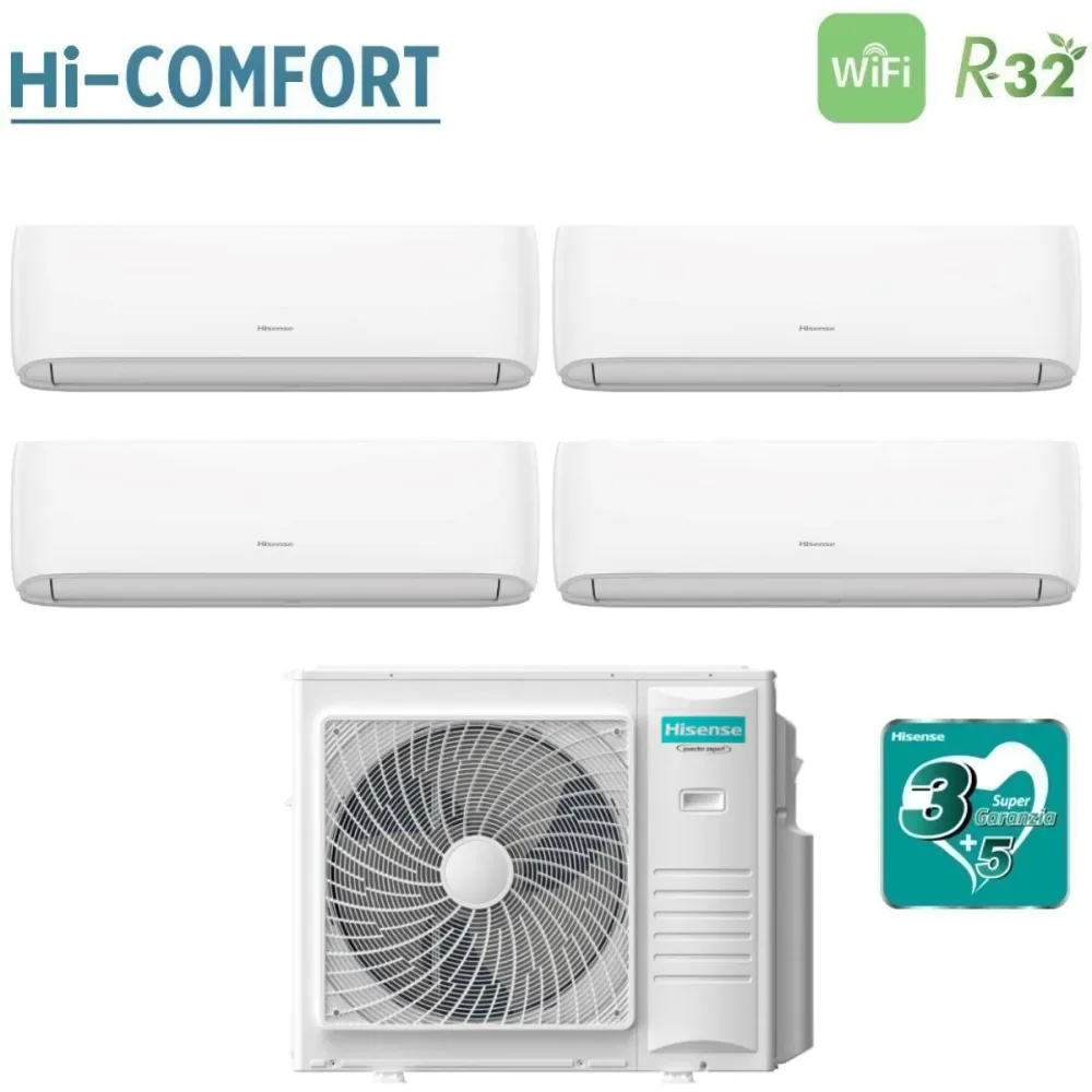Panneaux inverseurs divisés pour climatiseur Hisense série HI-COMFORT 7+7+7+7 avec 4AMW81U4RAA R-32 Wi-Fi intégré 7000+700...