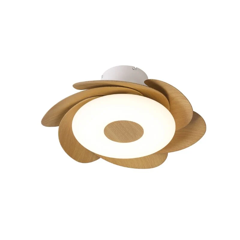 Plafonnier ventilateur FLOWER blanc et bois Mantra 8704