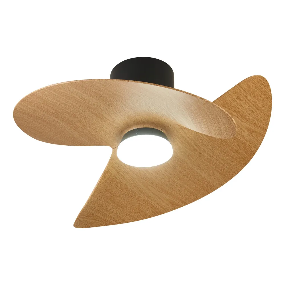 Plafonnier ventilateur ONA noir et bois Mantra 9471