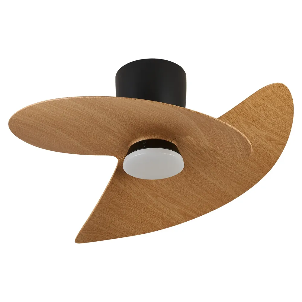 Plafonnier ventilateur ONA noir et bois Mantra 9471