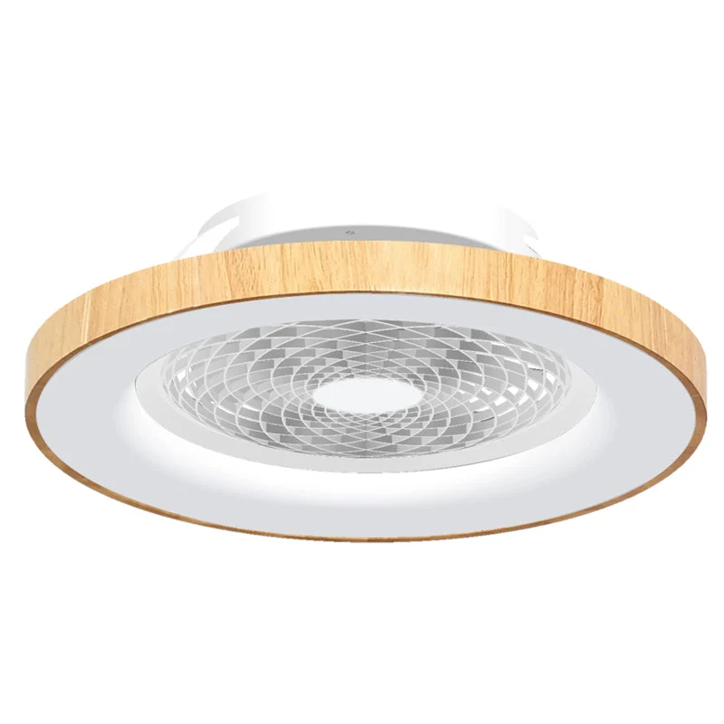 Plafonnier ventilateur TIBET blanc et bois Mantra 7126