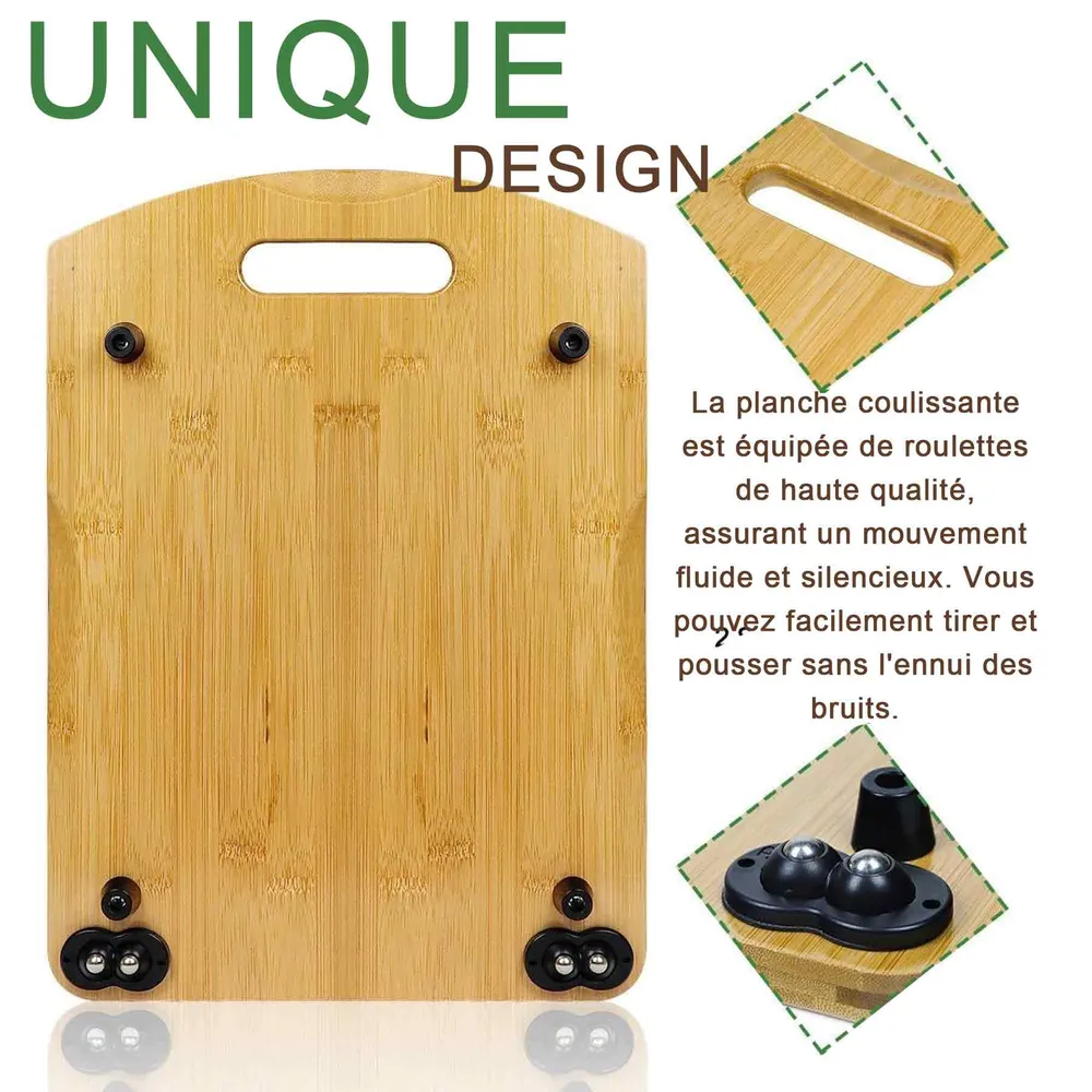 Plateau 39.5x28.5x2.8cm antidérapant fixé planche coulissante convient aux grille-pain machines à café mixeurs de cuisine...