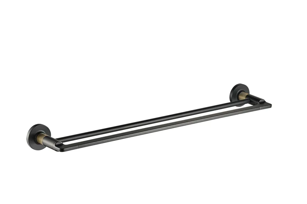 Porte-serviettes double Blaze 24 po - Noir mat/PVD or brossé