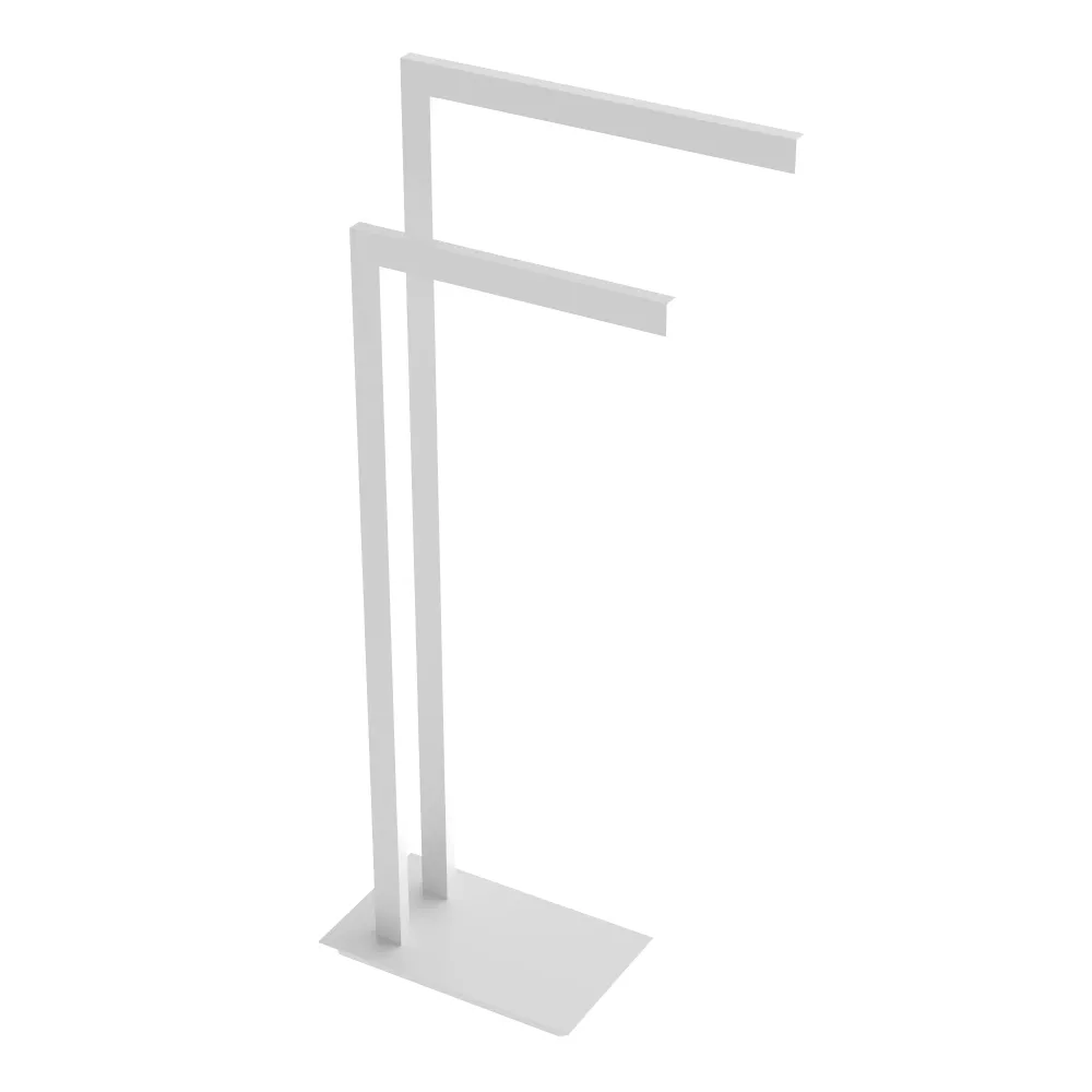 Porte-serviettes double carré autoportant - Blanc mat