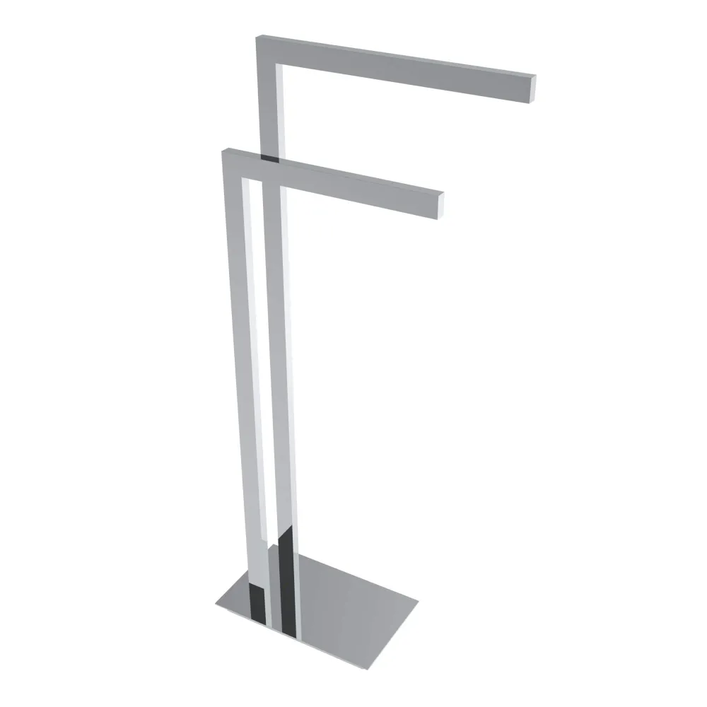 Porte-serviettes double carré autoportant - Chrome