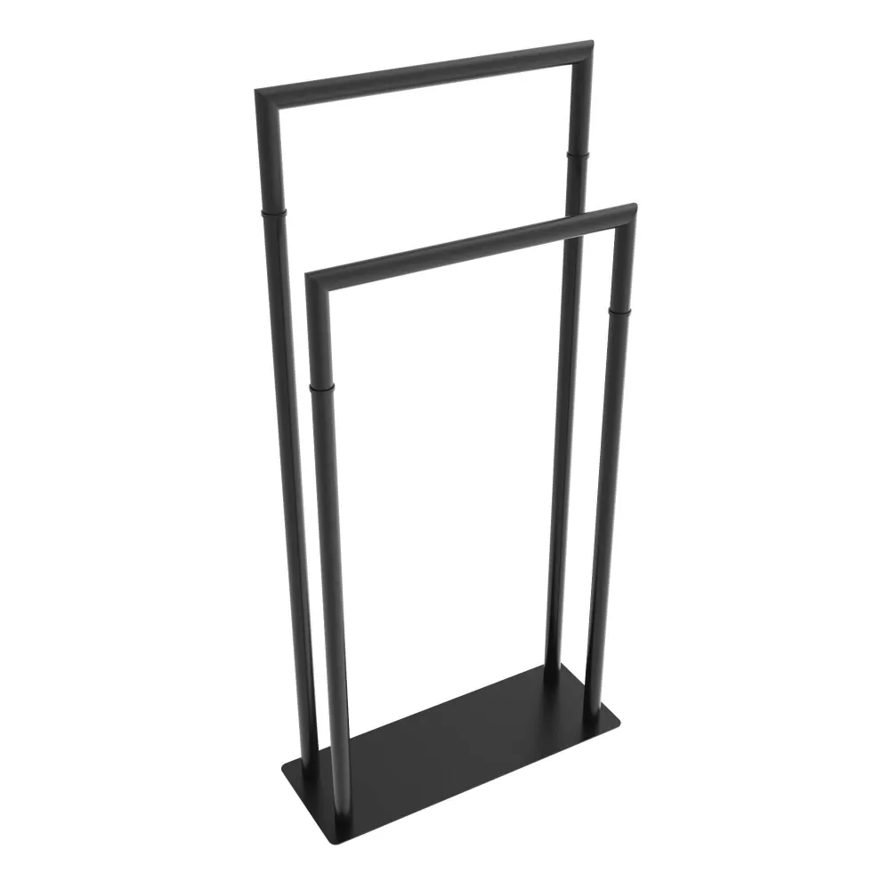 Porte-serviettes rond sur pied - Noir mat