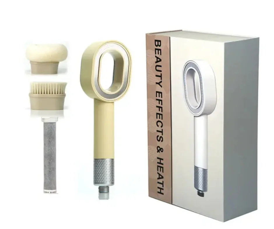 Nouveau coffret PEAU DOUCE pommeau de douche design + filtre + éponge + brosse Pure shower