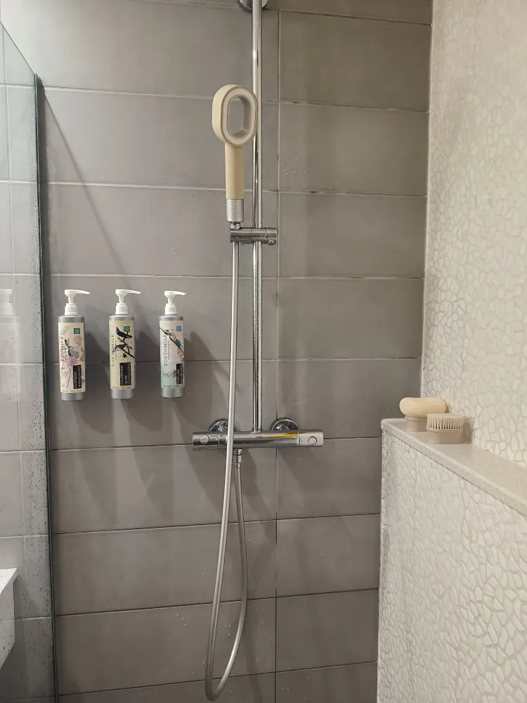 Nouveau coffret PEAU DOUCE pommeau de douche design + filtre + éponge + brosse Pure shower