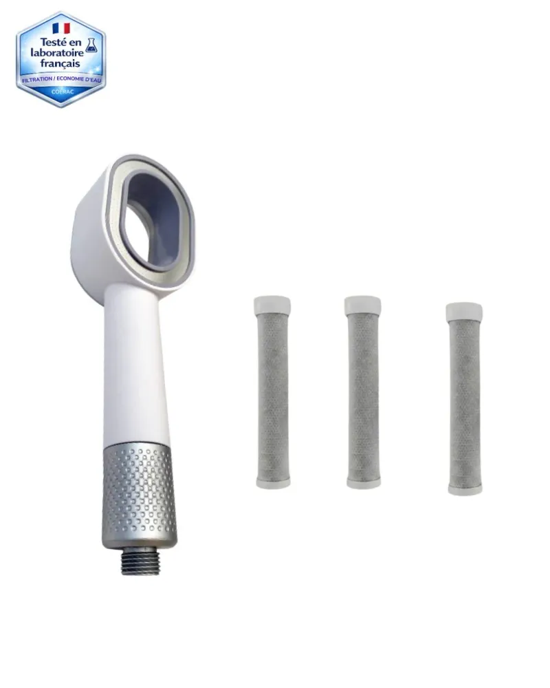 Pack INFINITY un pommeau filtrant Blanc + 3 filtres ACF triple actions Pure shower