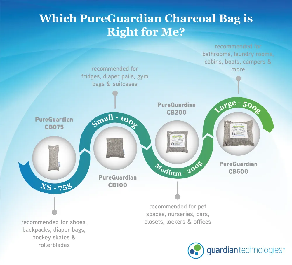 PureGuardian CB200 Sac purificateur d'air au charbon de bambou 200 g