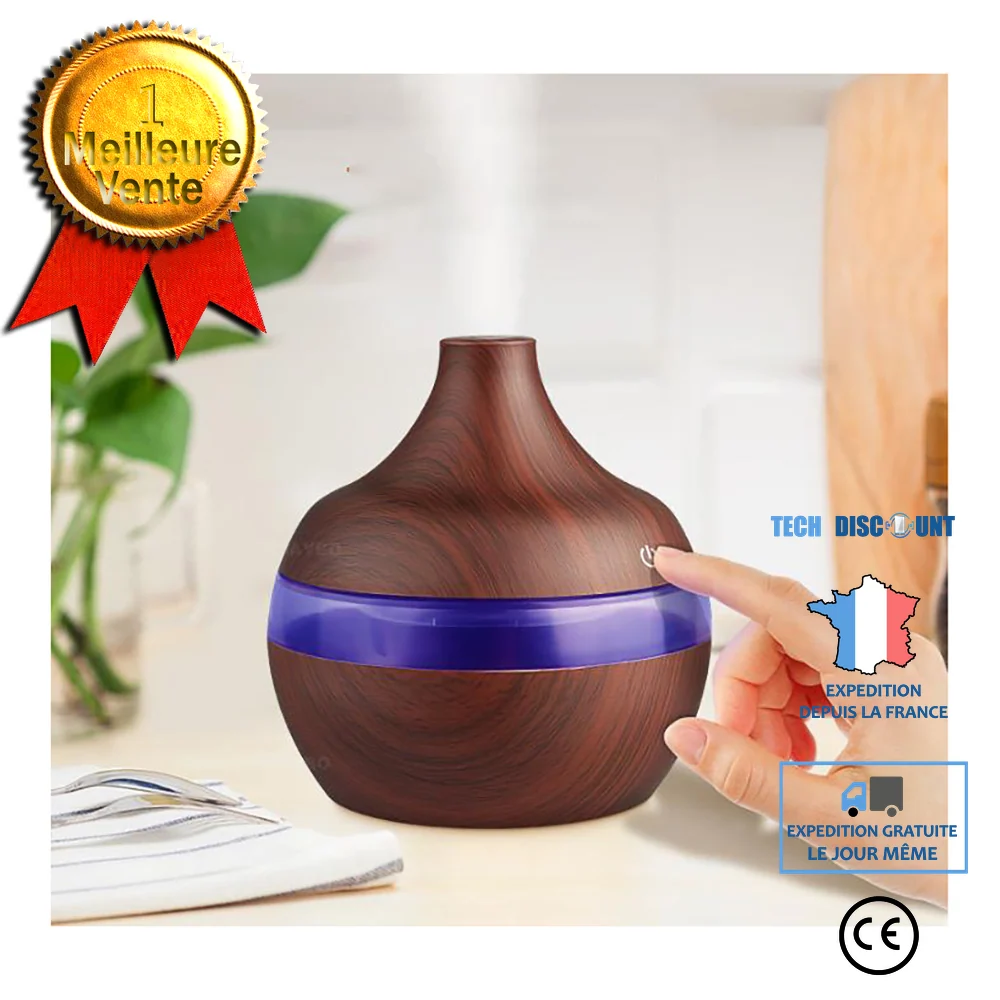 TD® Purificateur d'air ultrasonique d'intérieur de ménage d'usb d'humidificateur de 300ml 7 couleurs