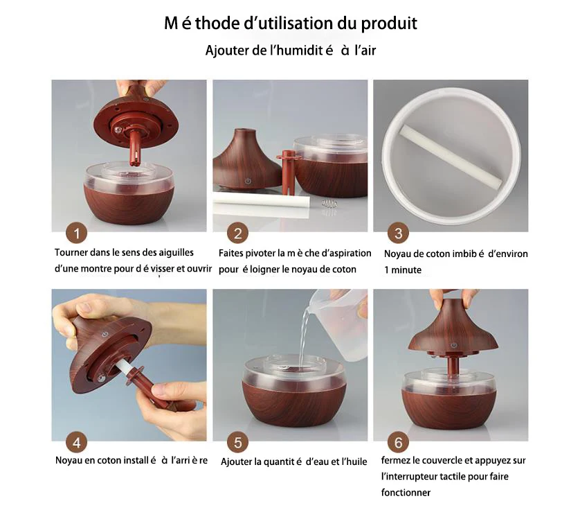 TD® Purificateur d'air ultrasonique d'intérieur de ménage d'usb d'humidificateur de 300ml 7 couleurs