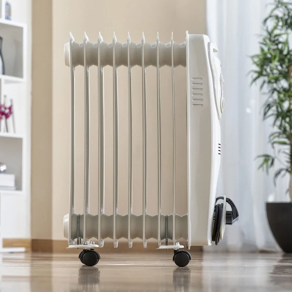 Radiateur à huile à roulettes avec thermostat à faible consommation énergétique - Livraison offerte