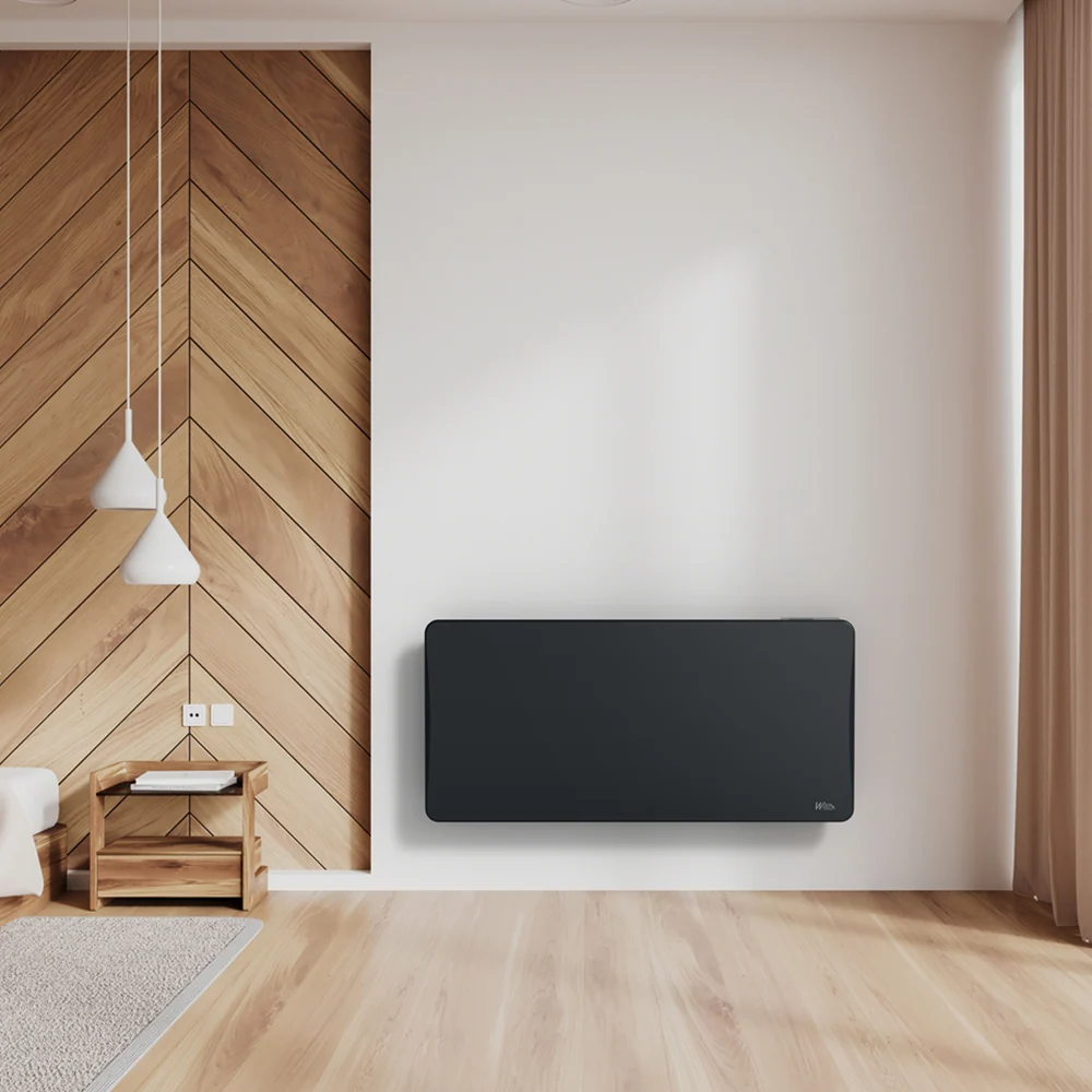 Radiateur à inertie céramique 2000 W mural – noir – thermostat LCD