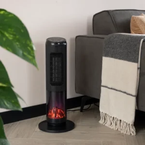 Radiateur Tour électrique portable avec télécommande effet flamme - Livraison offerte